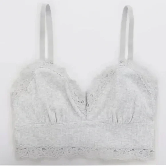 Gray Lace Trim Bralette Bras - Picture 2 of 4